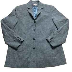 L.L. Bean Tweed Blazer Coat Jacket Wool Nylon Lined Blue 20R